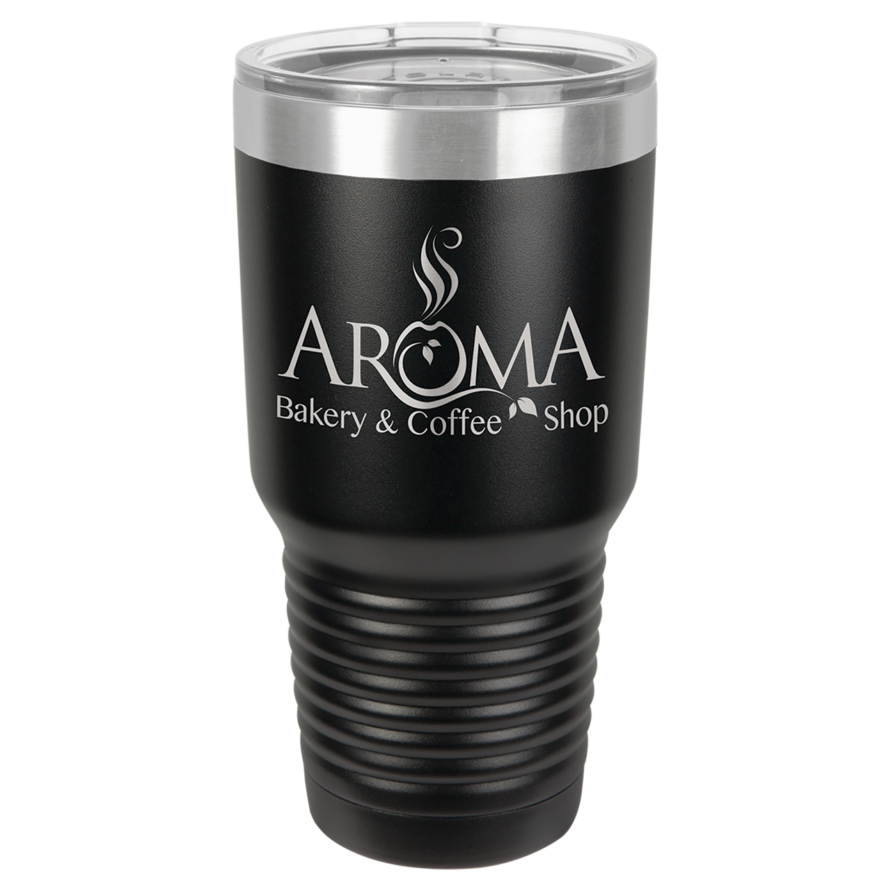 Polar Camel 30 oz. Black Ringneck Vacuum Insulated Tumbler w/Lid & Silver Ring