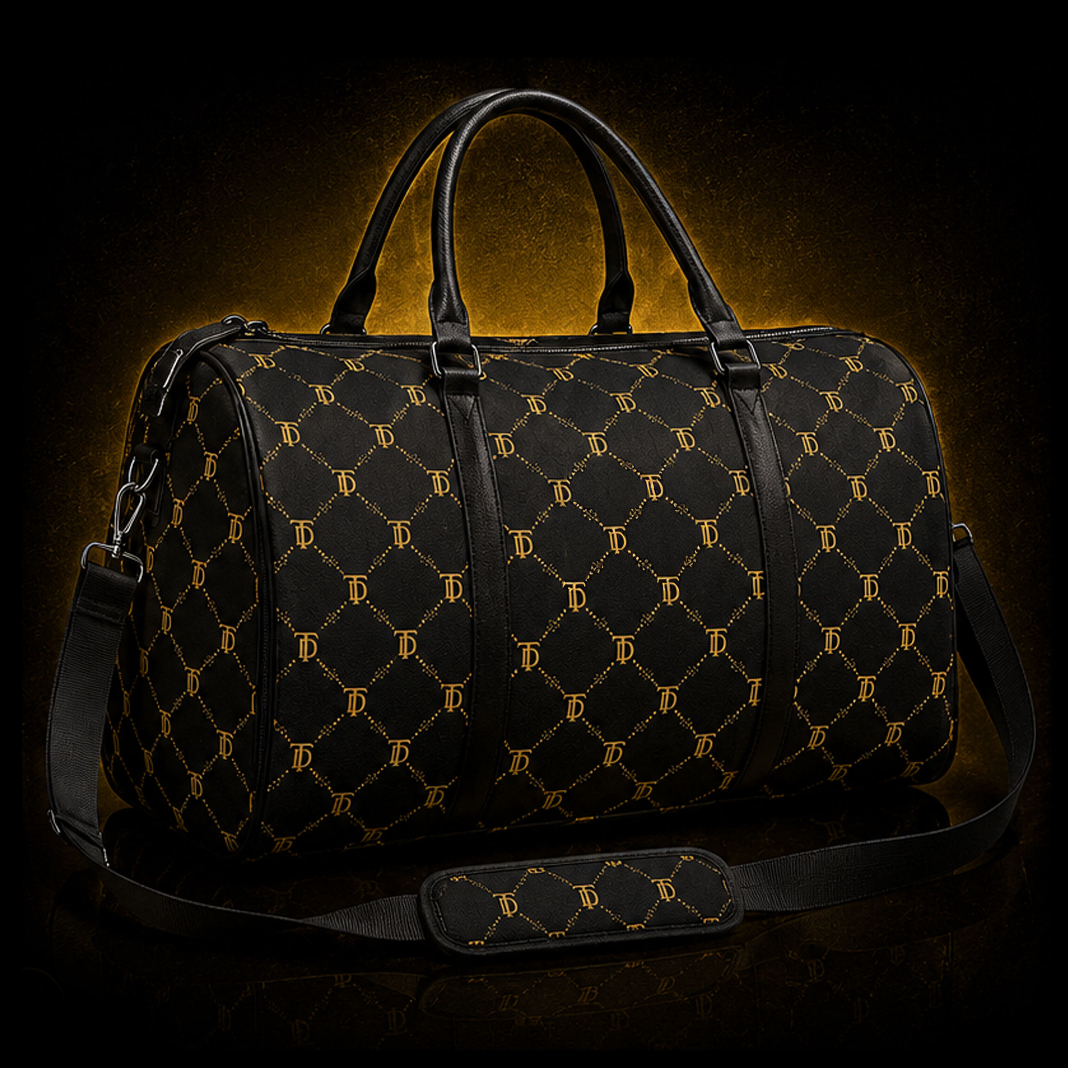 Tres Dados Pattern Leather Duffle Bag Foldable Money Bag
