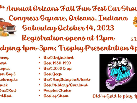 6th Annual Orleans Fall Fun Fest Car Show