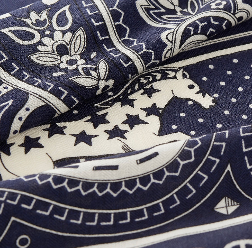 Thumbnail: Cheval de Coeur Bandana shawl 140 Bleu Marine