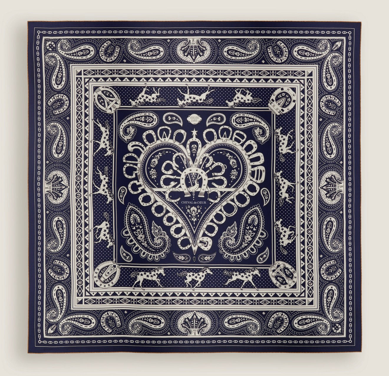 Cheval de Coeur Bandana shawl 140 Bleu Marine