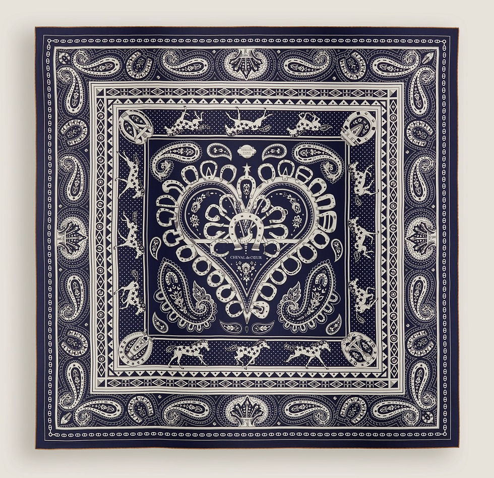 Thumbnail: Cheval de Coeur Bandana shawl 140 Bleu Marine