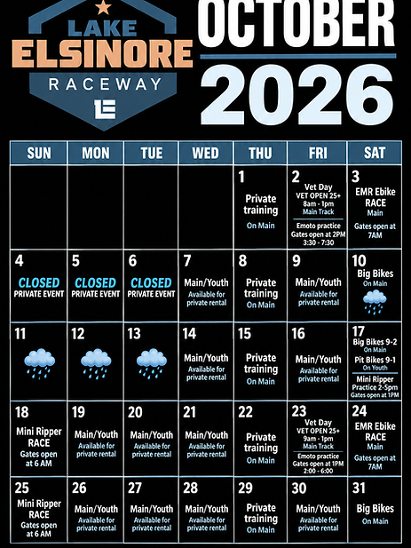 Lake Elsinore Raceway October 2026 Calendar.png