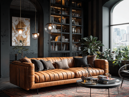 A stylish leather sofa