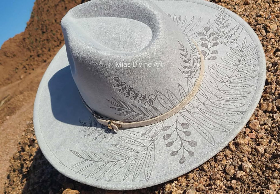 Fedora Light Blue Floral/Foliage Flat Brim Back