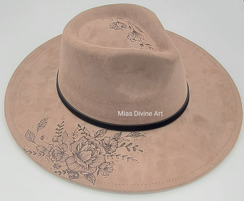 Thumbnail: Hand Burned Flower Bottom Flat Brim