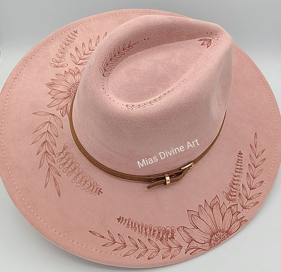 Thumbnail: White Background Custom Hat Pretty in Pink Sunflower Flat Brim Side Back