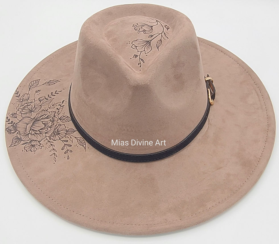 Thumbnail: Hand Burned Flower Bottom Flat Brim