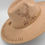 Thumbnail: White Background Fedora Hand Burned Deer and Trees Flat Brim Side