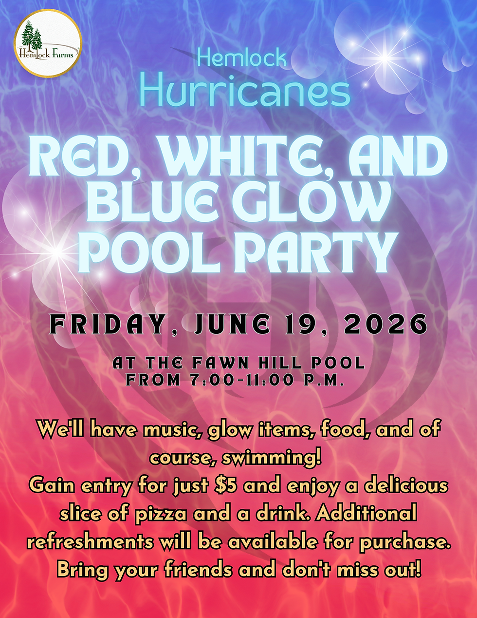 Hemlock Hurricanes Red, White, And Blue Glow Pool Party