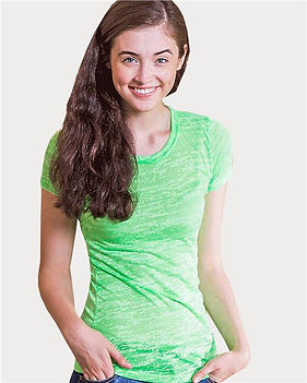 Juniors Neon Burnout Crew T-Shirt