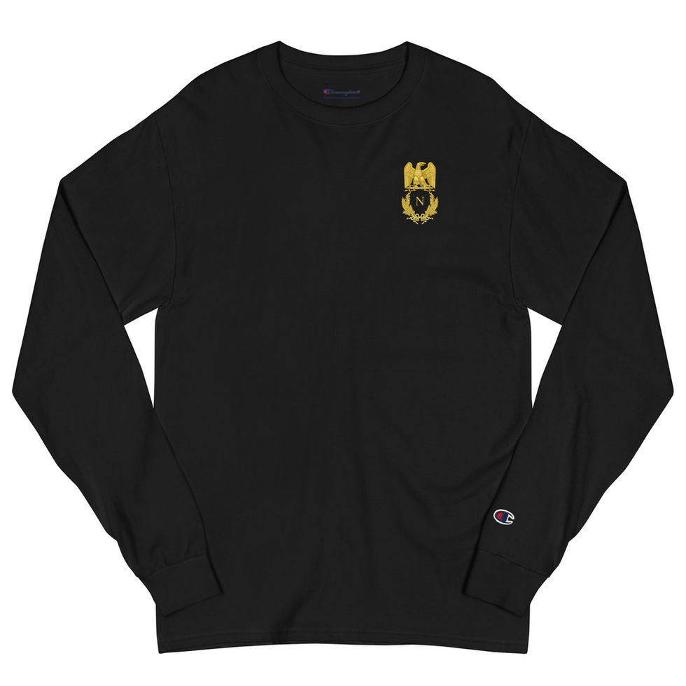 Black Champion Long Sleeve with the Emblem and Symbol of Napoleon printed on the left chest