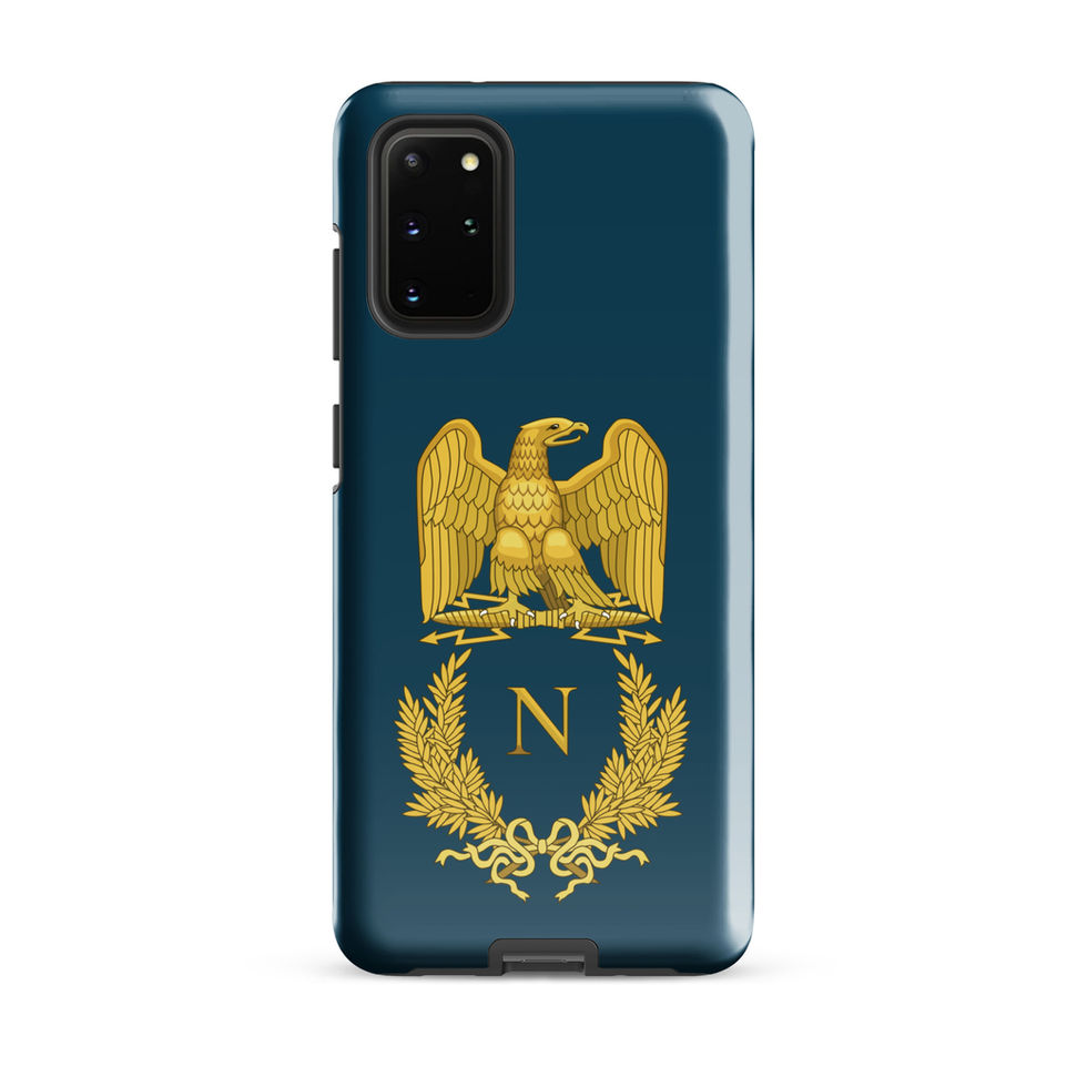 A tough case for a Samsung Phone in blue color with the Symbol of Napoleon as well as the Golden Eagle. Galaxy S23 Plus