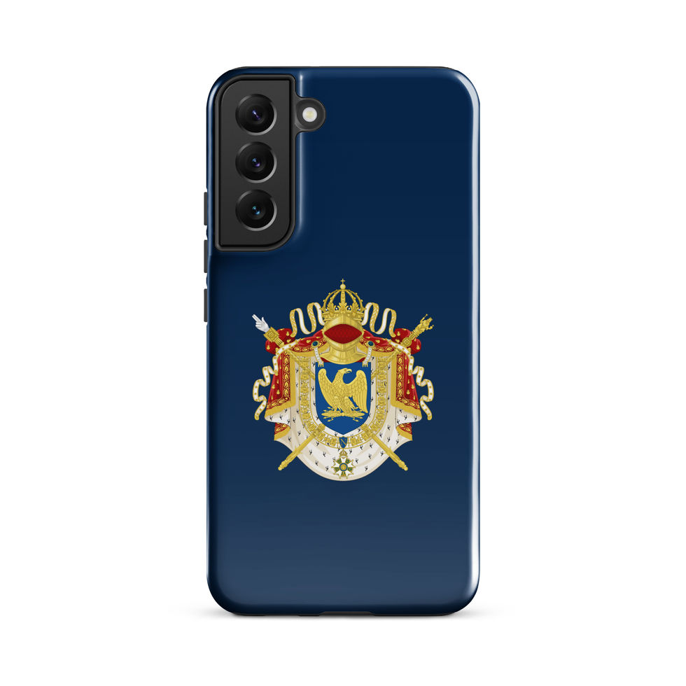 Dark Blue Tough Case for Samsung with the Symbol of the First French Empire printed on it. Galaxy S10