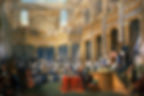 Picture of Napoleon in front of the Parliament of the Cisalpine Republic. Proclaiming the new Republic of Italy.