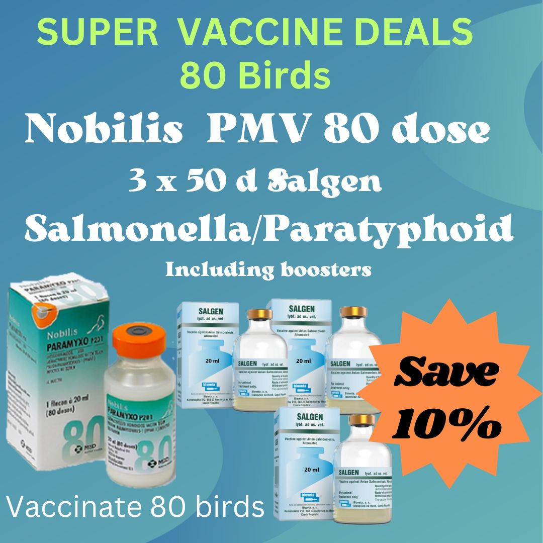 Nobilis PMV Paramxyo 80 dose Vaccine +3 x Salgen Salmonella Vaccine offer