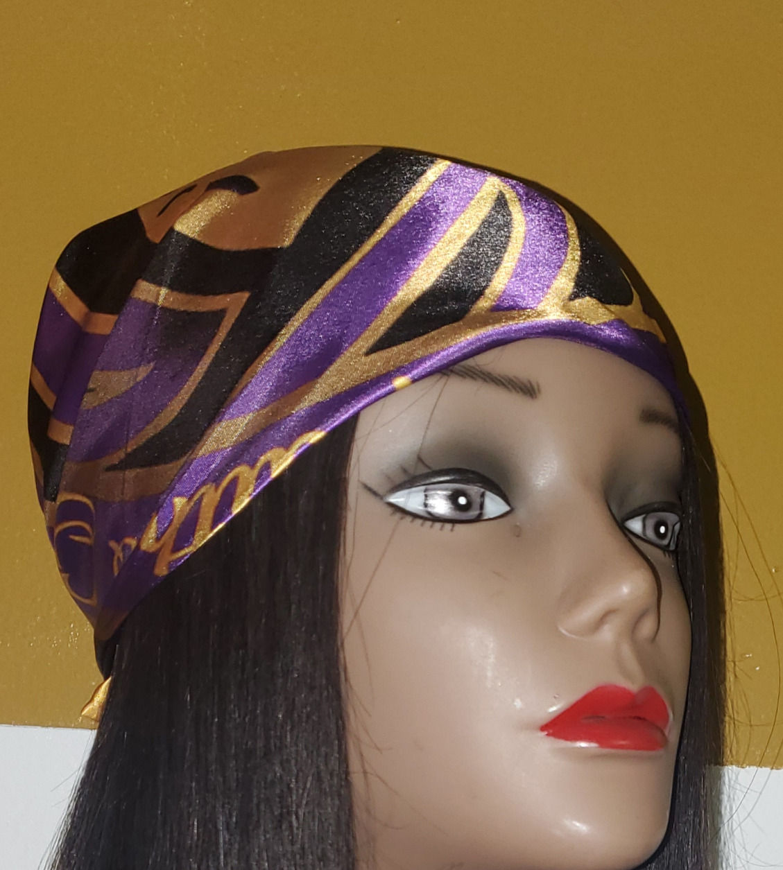 Black , Gold and Purple Silky Scarf
