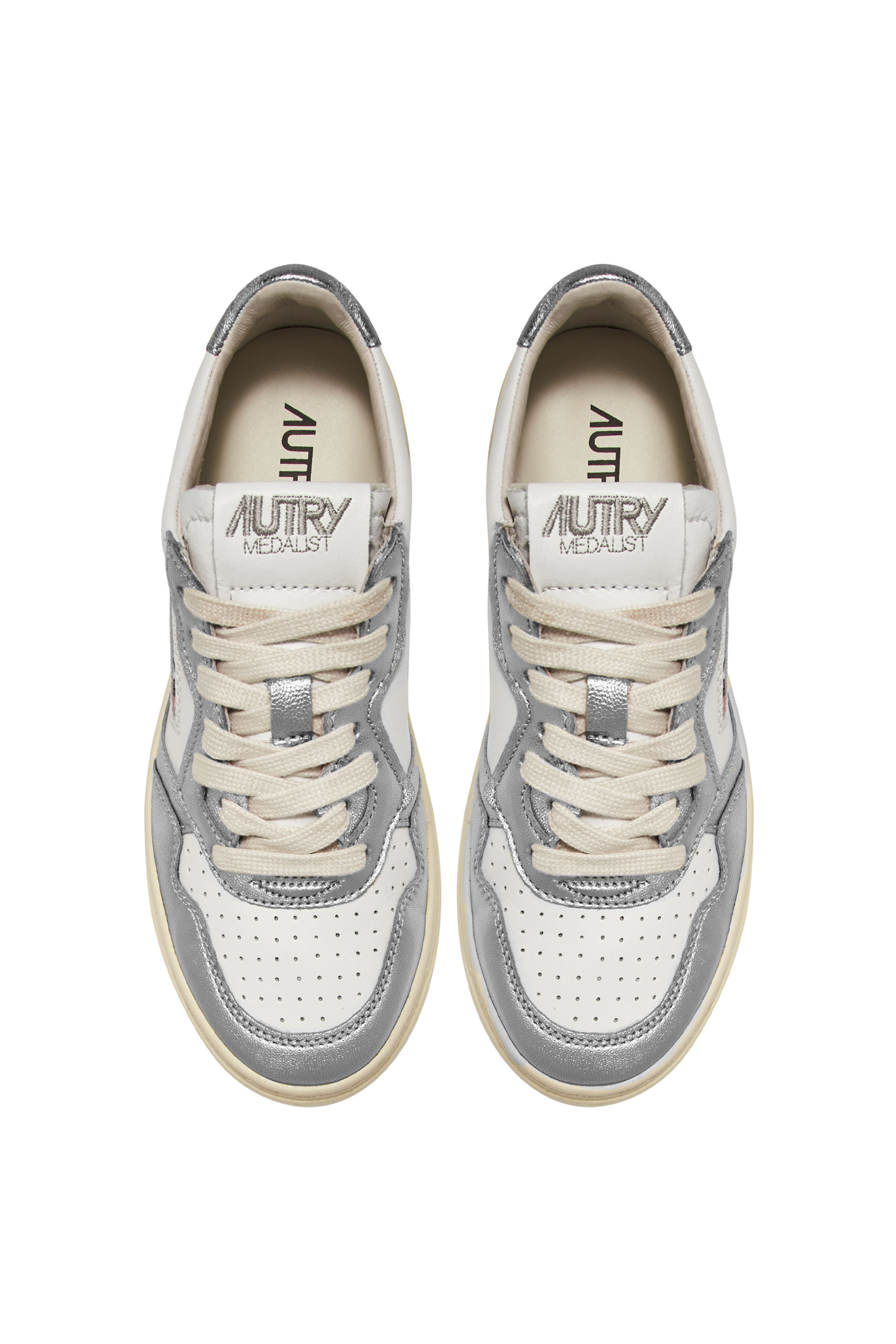 Tênis Medalist Low Women Leather White/Silver Autry
