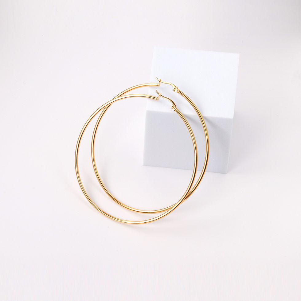 Thumbnail: Gold Color Stainless Steel Hoop Earrings For Women Men Big/Small Circle Round Ea