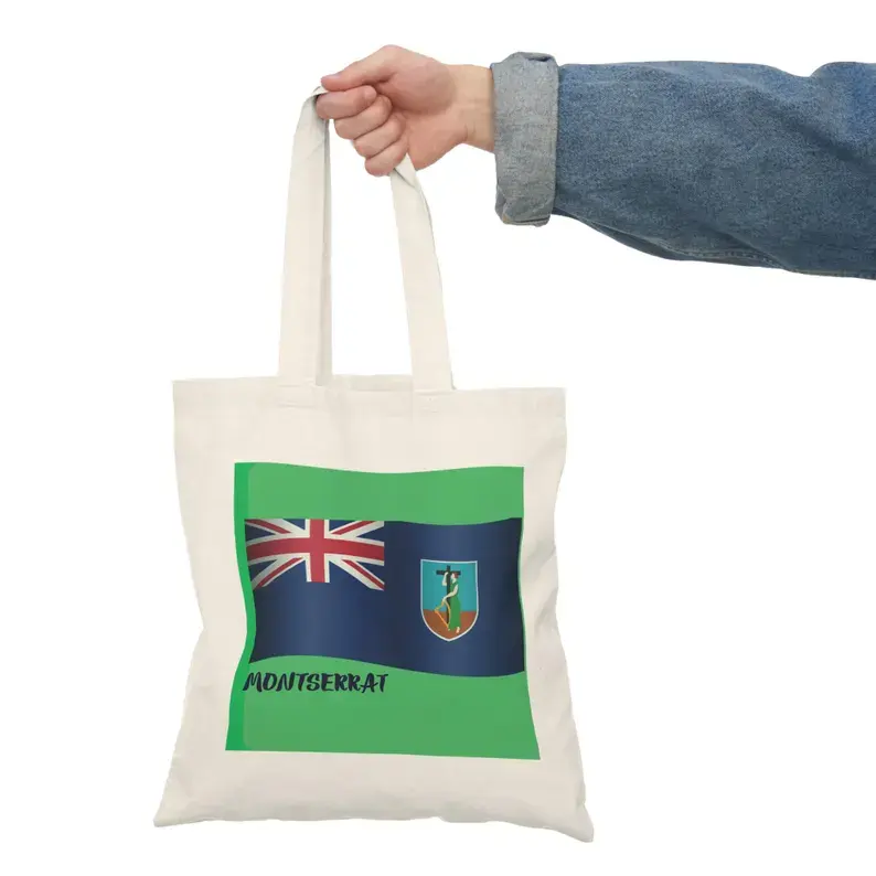 Thumbnail: Montserrat Flag Natural Tote Bag, Affordable, Eco-Friendly, Shopping.
