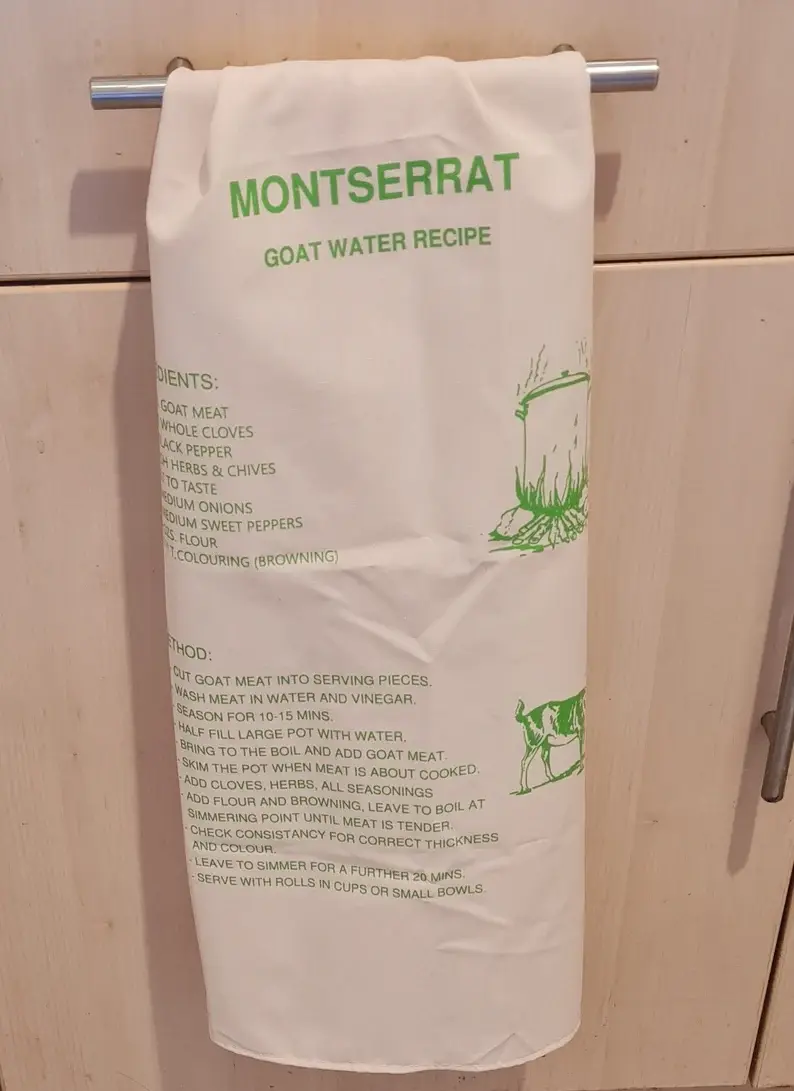 Thumbnail: Imprinted Goat Water Recipe Kitchen Tea Towel