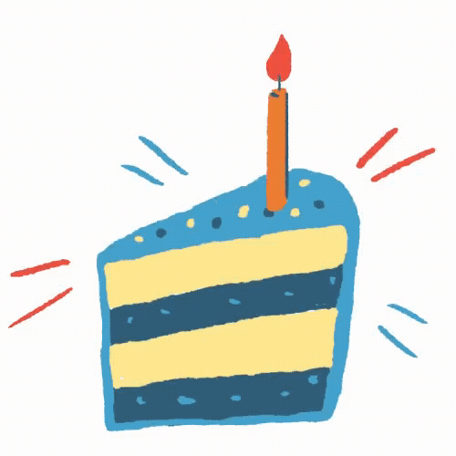 blue cake with white cake and dark blue filling. The icing is baby blue with one orange candle.
