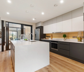 Contemporary kitchen island at Bird Avenue Dublin