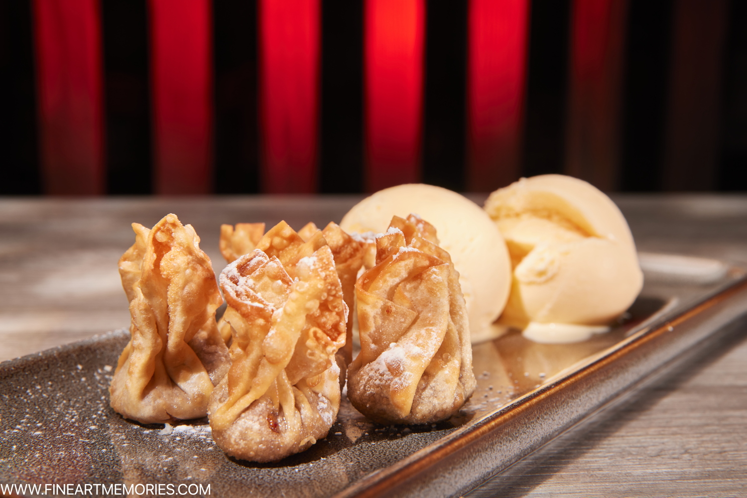 Date wontons with ice cream