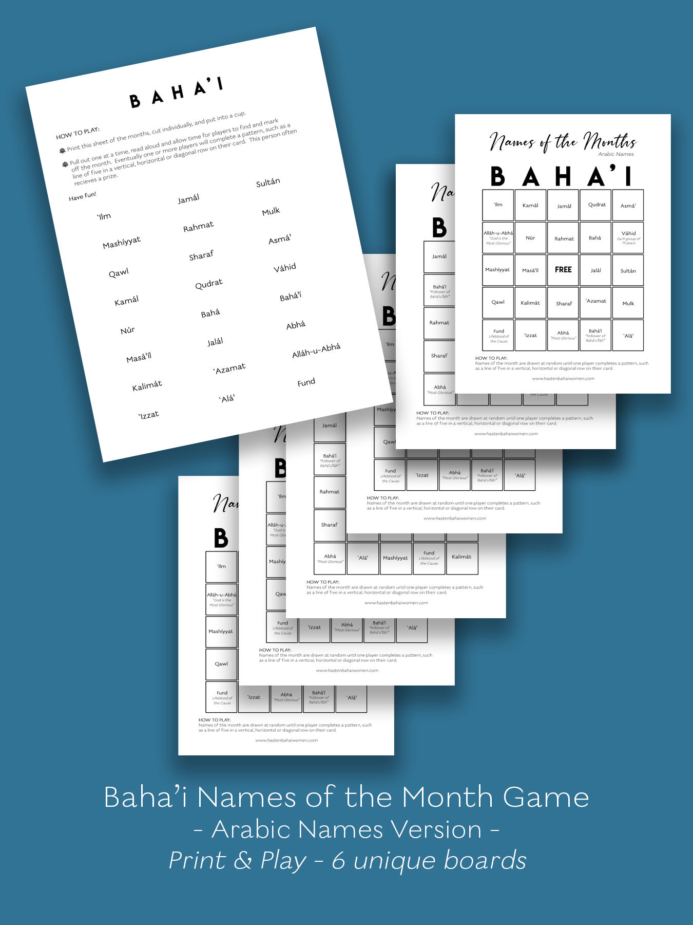PDF : Arabic Baha'i Month Game