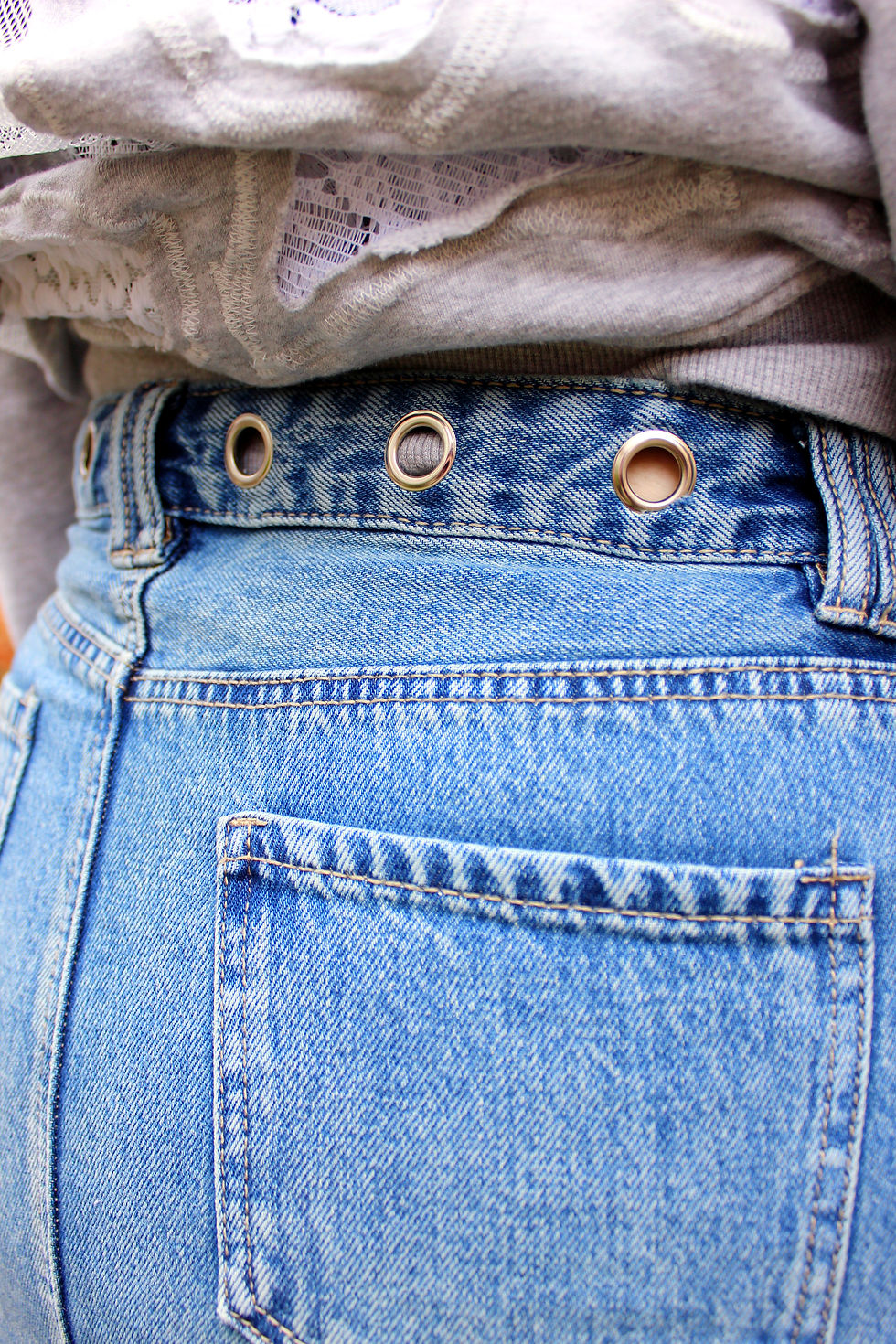 Thumbnail: Eyelet Denim Skirt