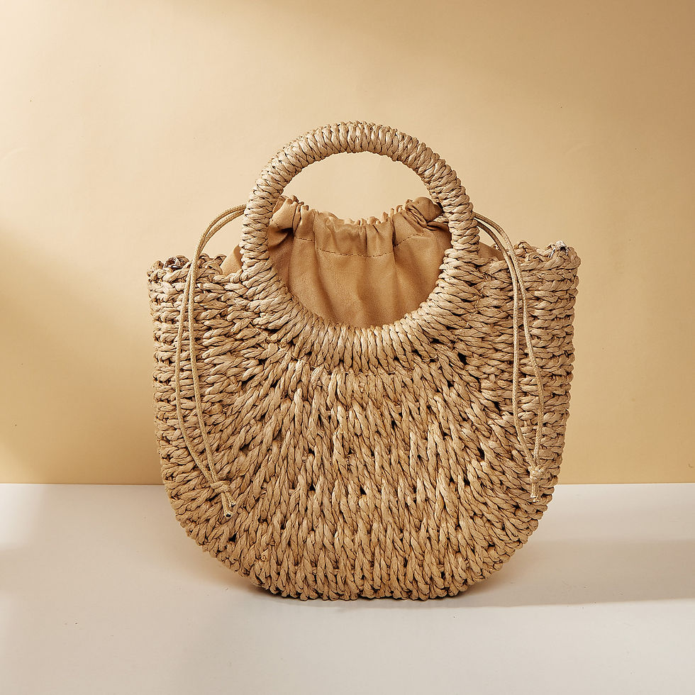 Thumbnail: Handwoven Straw Rattan Half-Moon Beach Handbag Large Capacity Women Summer Hollo