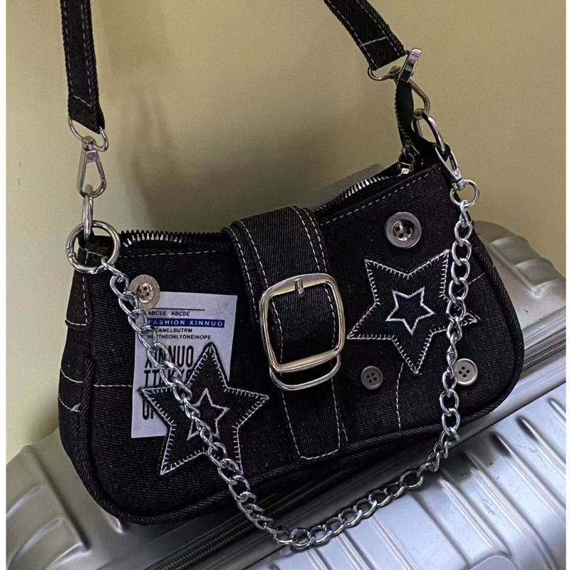 Thumbnail: Y2k stars pattern underarm bag with chain and buckle