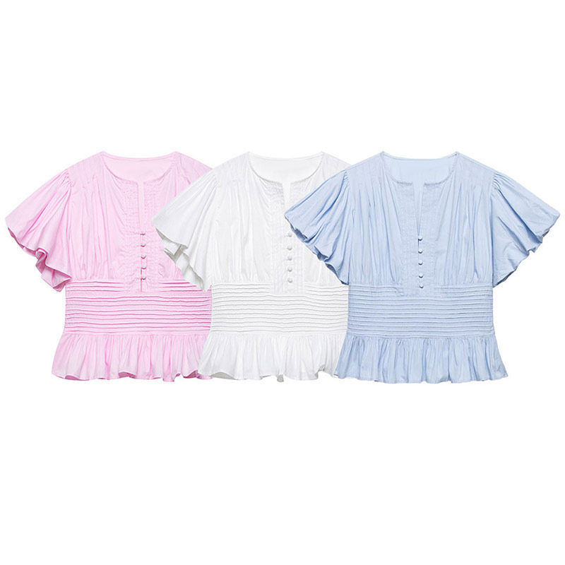 Thumbnail: Elegant Puff Sleeve Peplum Blouse – Chic Waist-Defining Women's Top