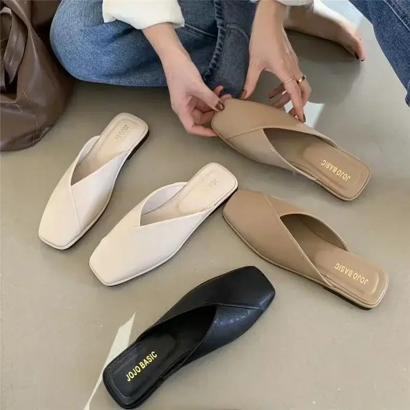 Thumbnail: Sandals Female Slippers Women Fashion Flat Casual Mules Square Toe Sandals Women