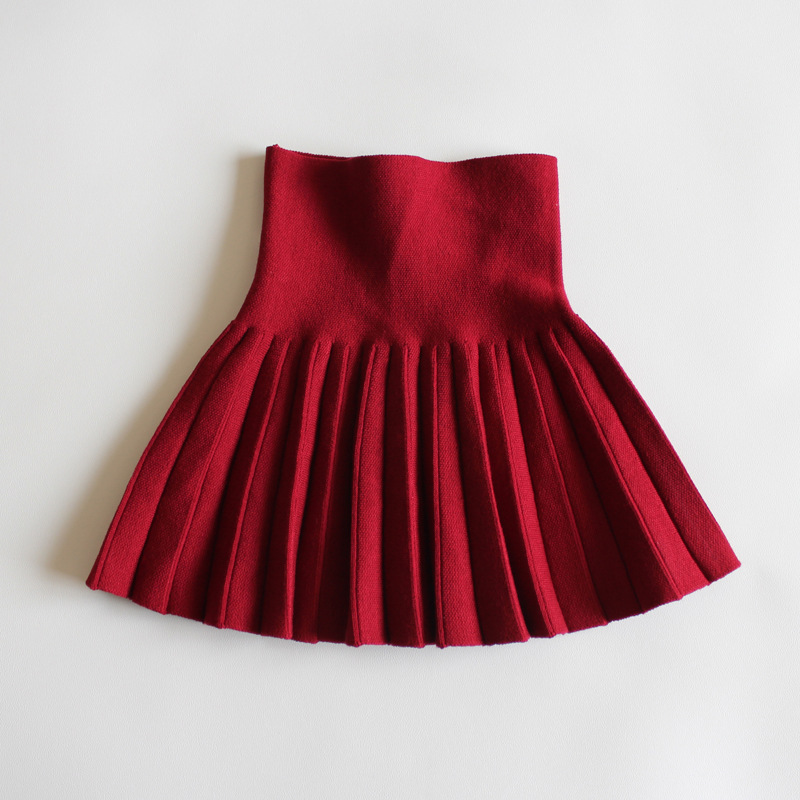 Thumbnail: Red pleated knit skirt for baby girls