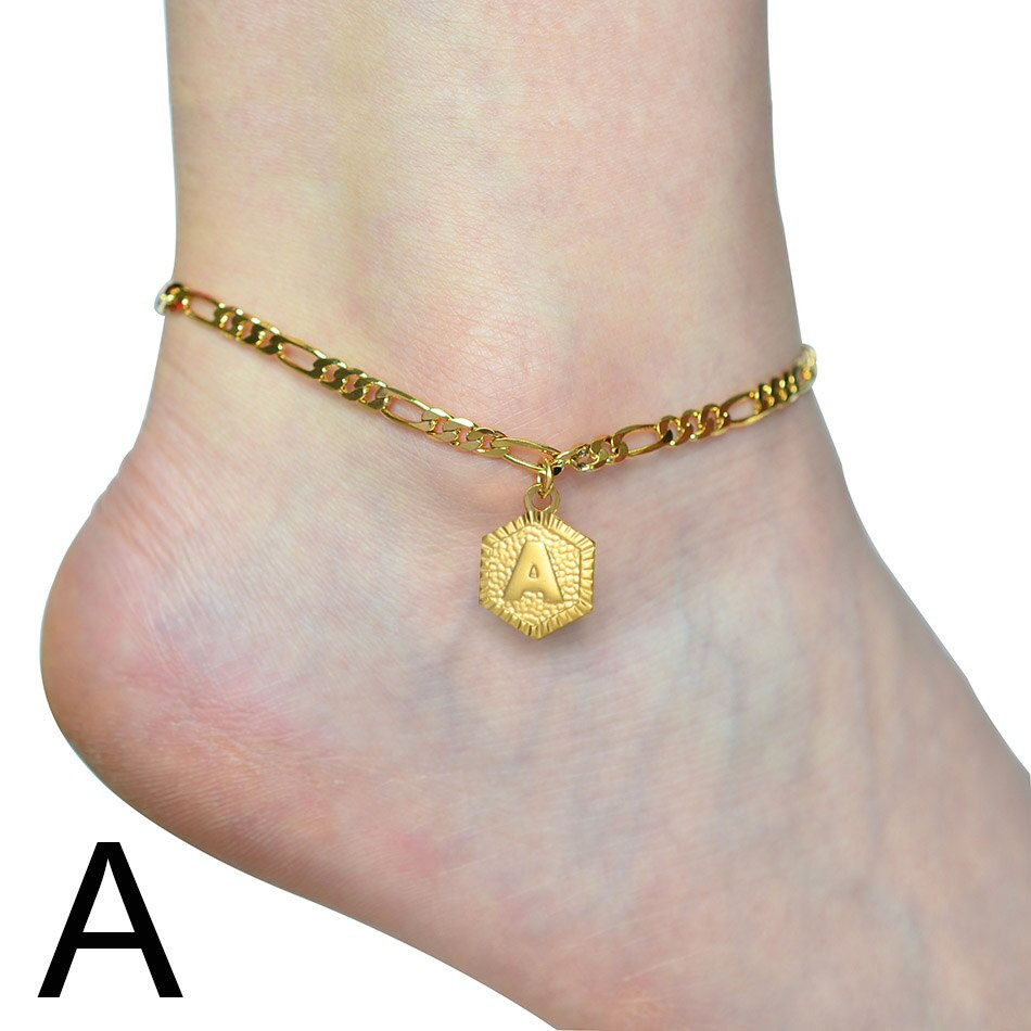 Thumbnail: 21cm+10cm Extender Chain/A-Z Anklet for Women Foot Chain Jewelry Girl