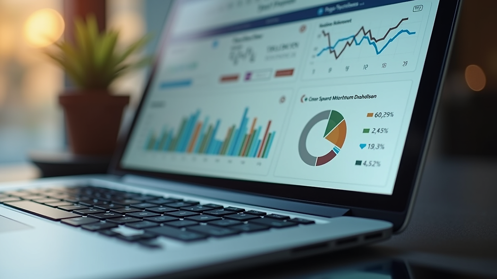 Close-up view of a laptop screen showing payroll software dashboard