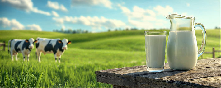 un vaso y una jarra de leche