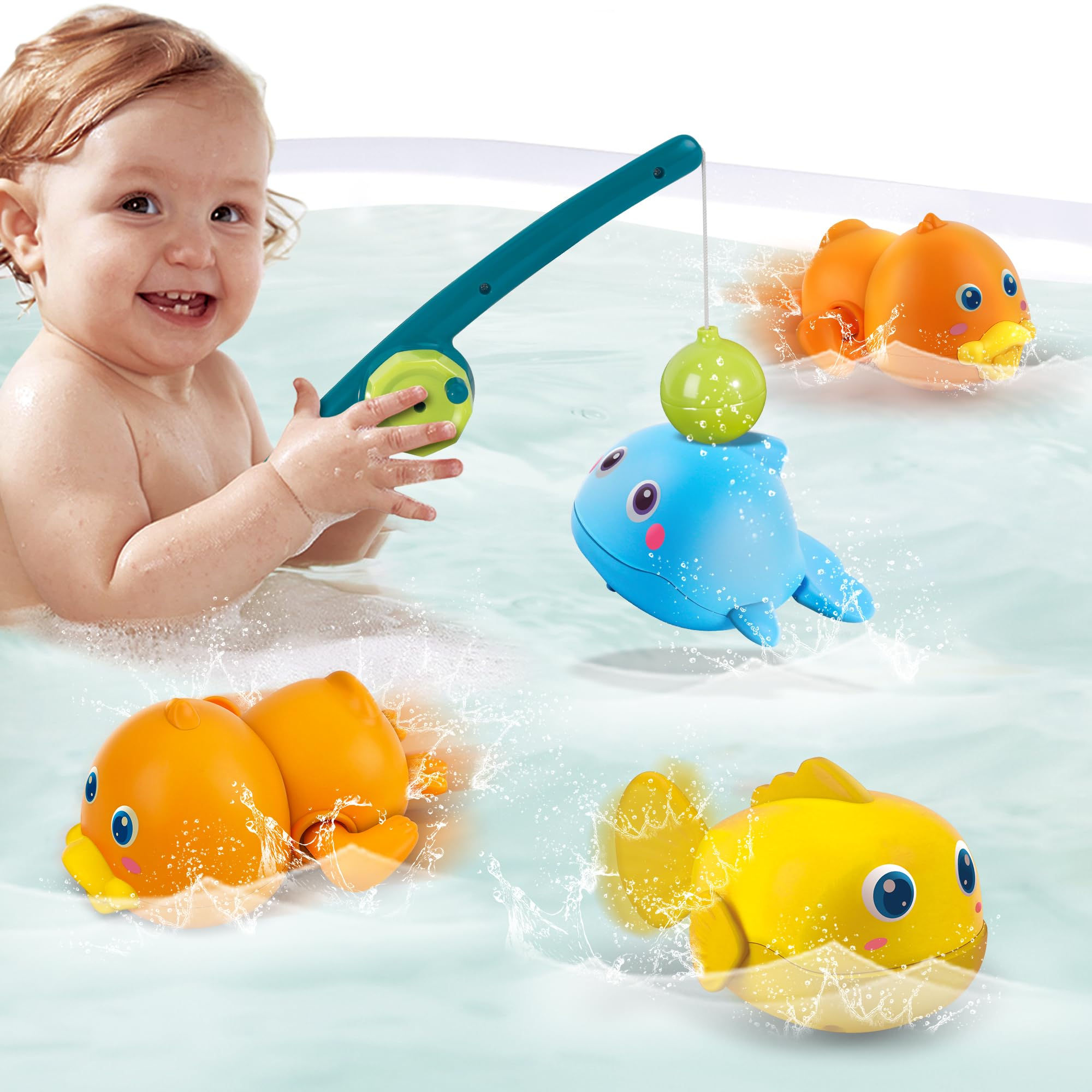 Dwi Dowellin Bath Toys for Toddlers Magnetic Fishing Games Kids Bathtub Toys Mol