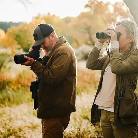 Hunter with spotting scope