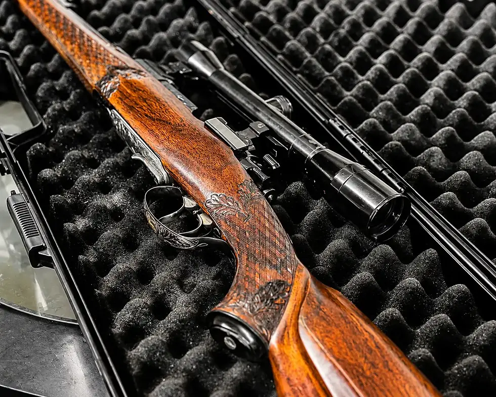The Ferlach Mauser 98 is fitted with a traditional German double-set trigger.