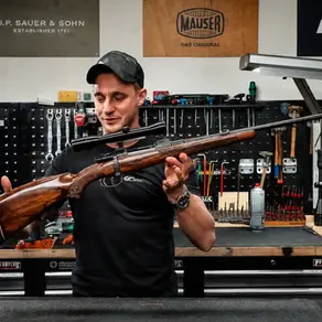 Gunsmith David with a Ferlach-built Mauser 98.