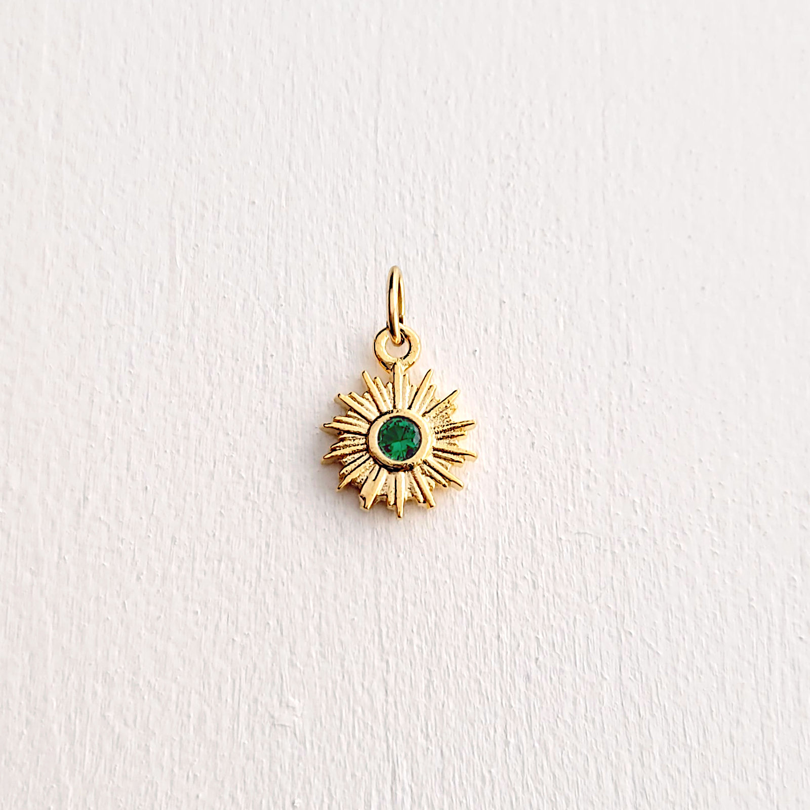 Gold Sun Emerald Charm