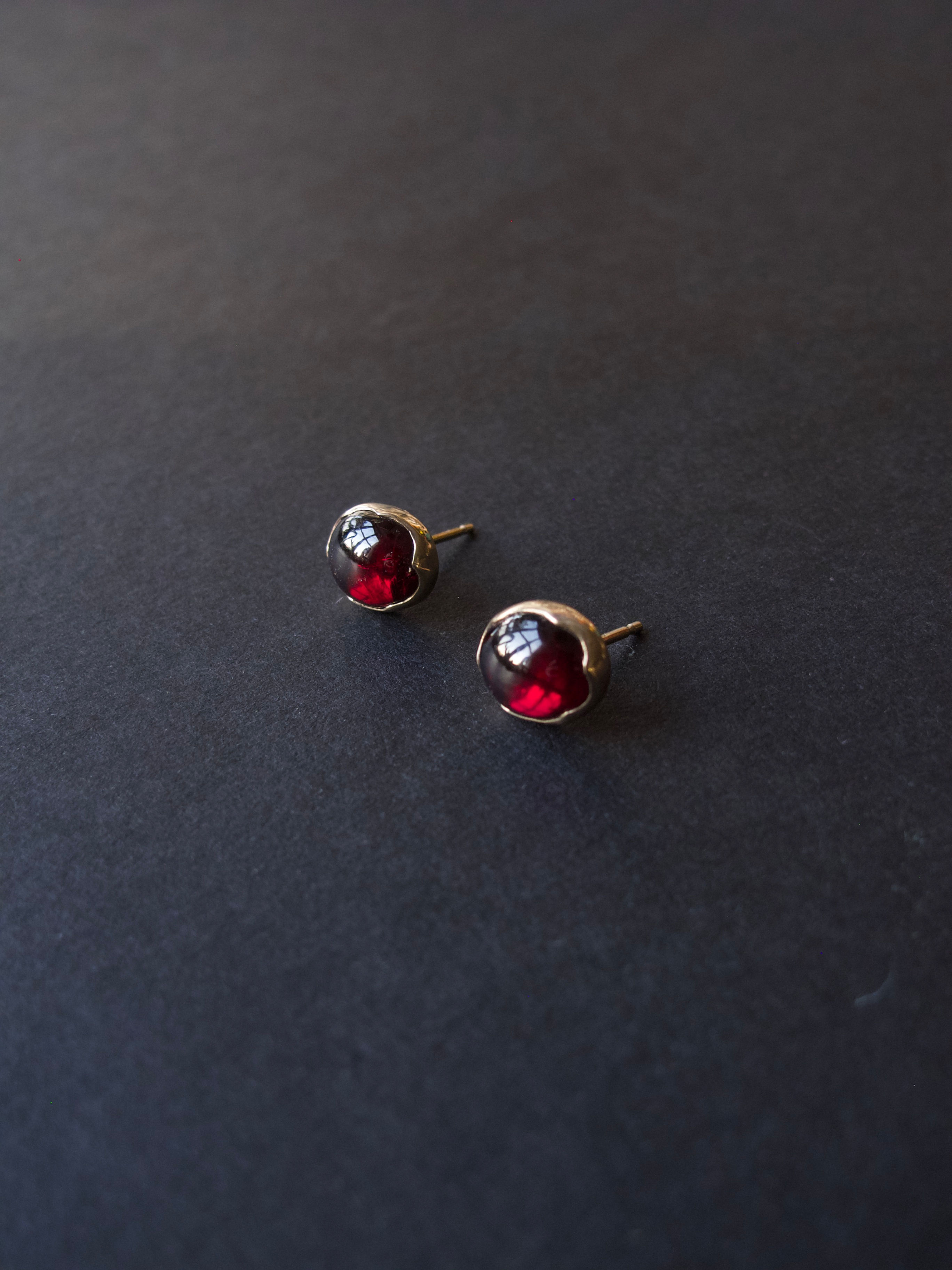 Oval Garnet Stud Earrings