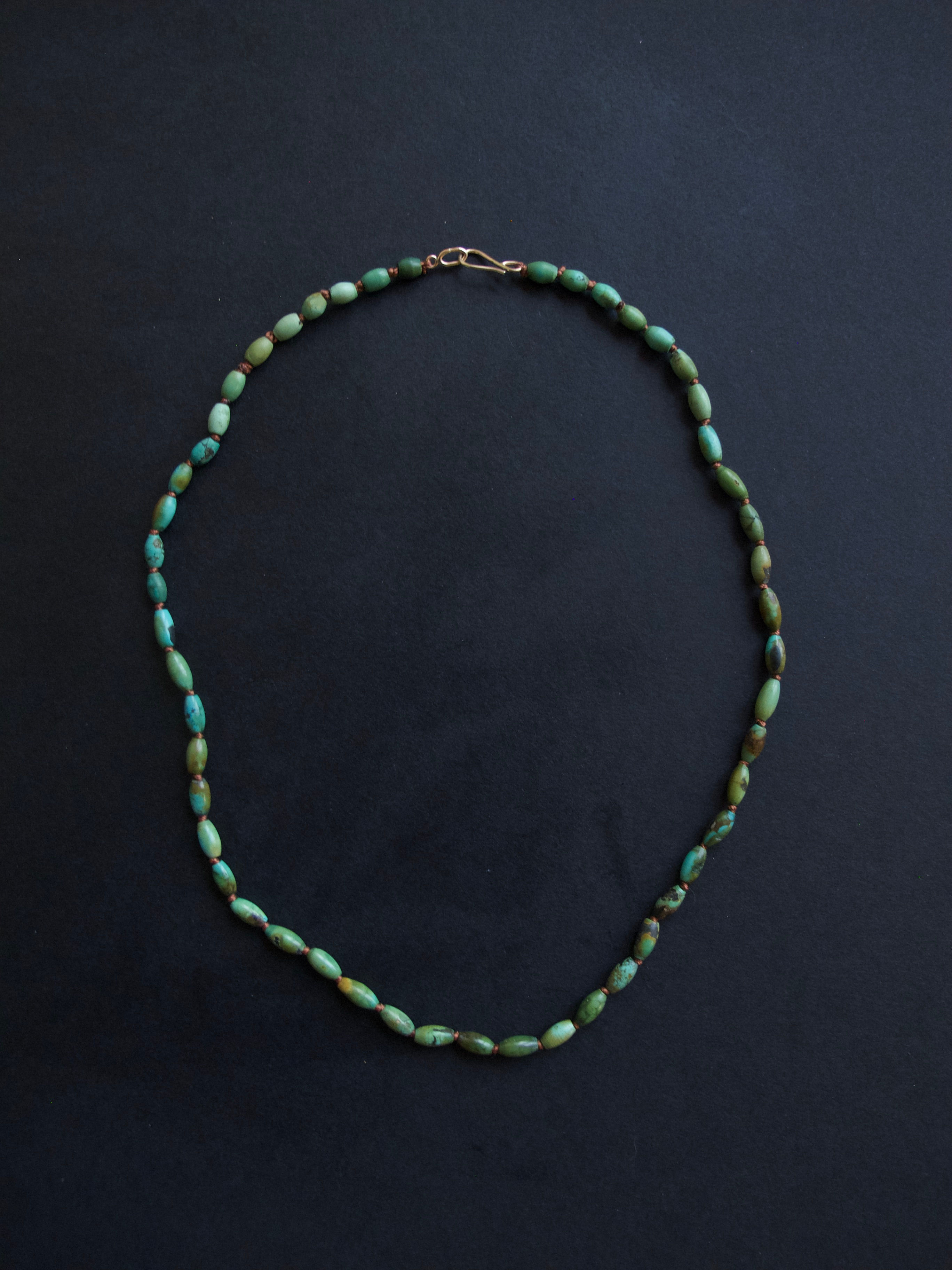 Chinese turquoise barrel bead necklace