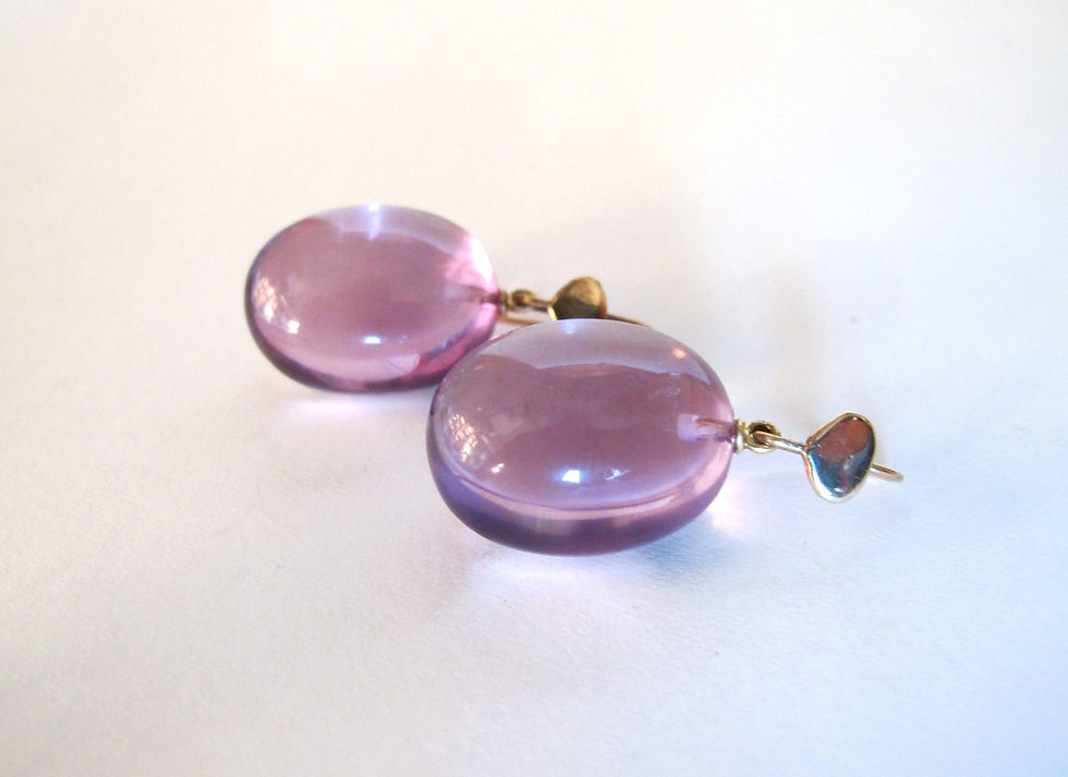Thumbnail: Amethyst drop earrings with 14k gold