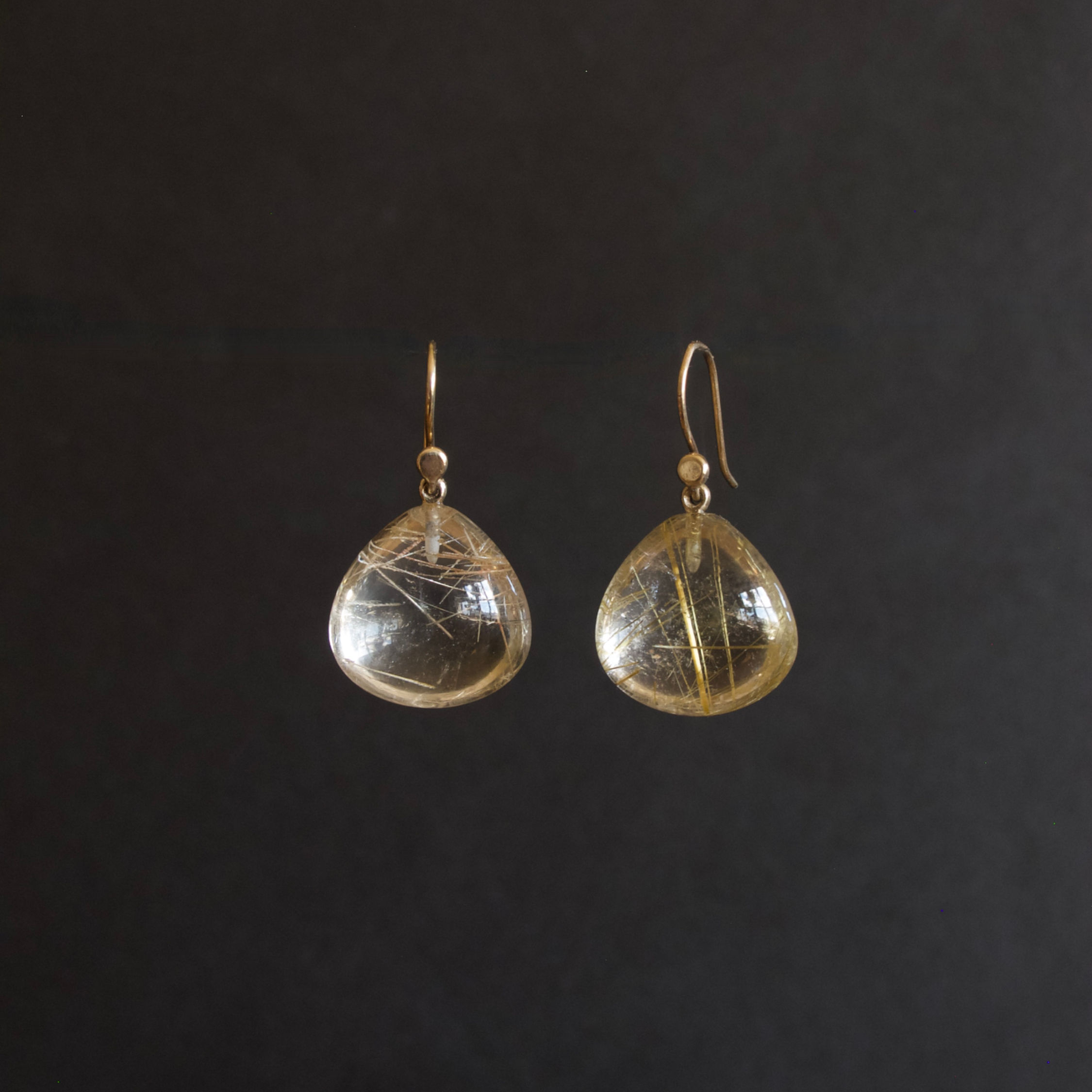 Rutilated quartz tear drop earrings
