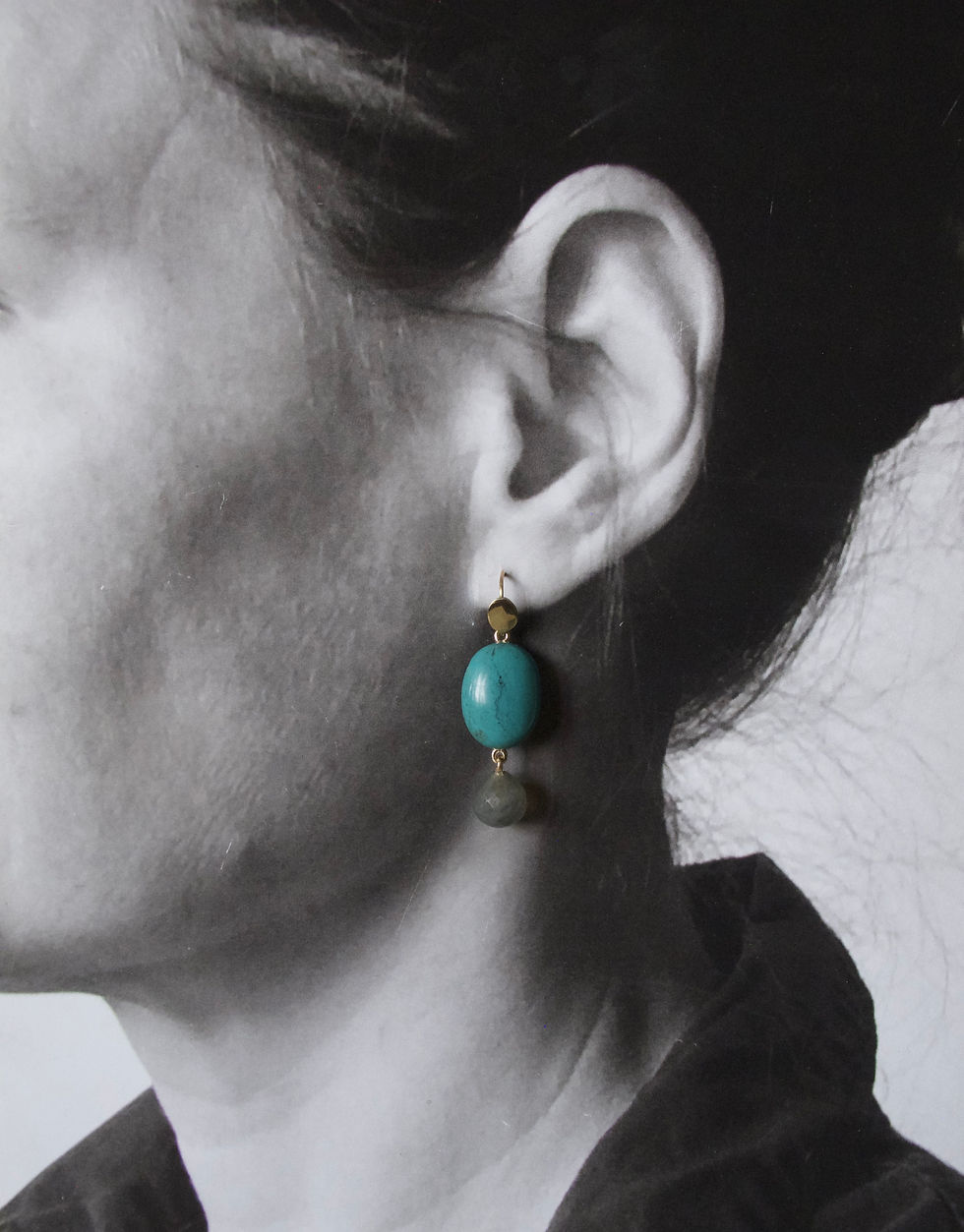 Thumbnail: Turquoise earrings with Laborite Briolettes