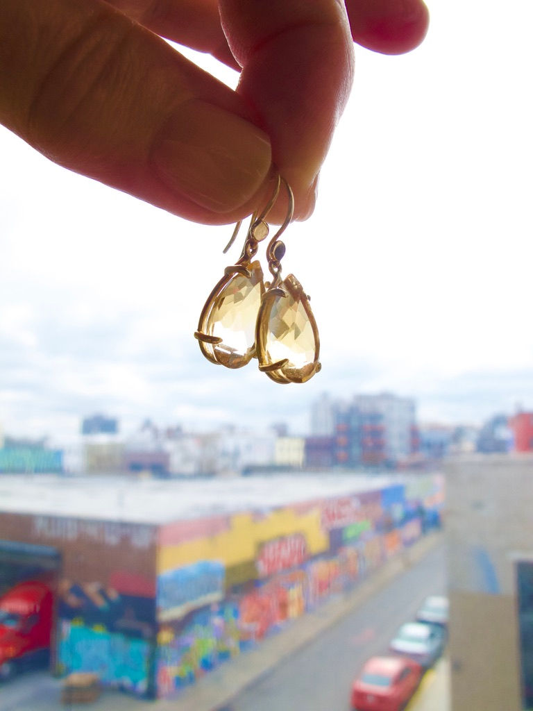 Thumbnail: Tear drop citrine earrings