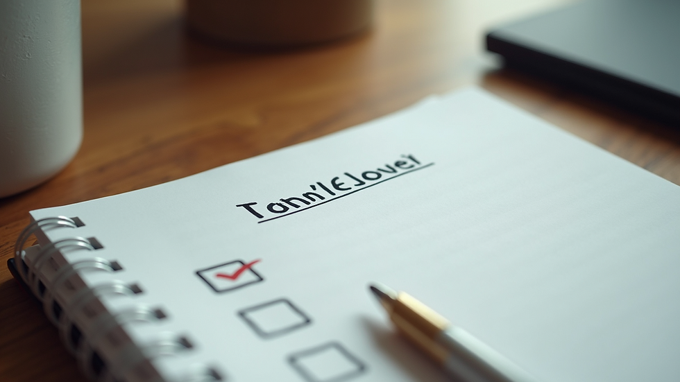 Eye-level view of a notebook with a goal-setting checklist